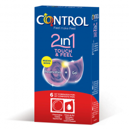 CONTROL 2 IN ONE TOUCH AND FEEL LUBRICANTE 6 UNIDADES